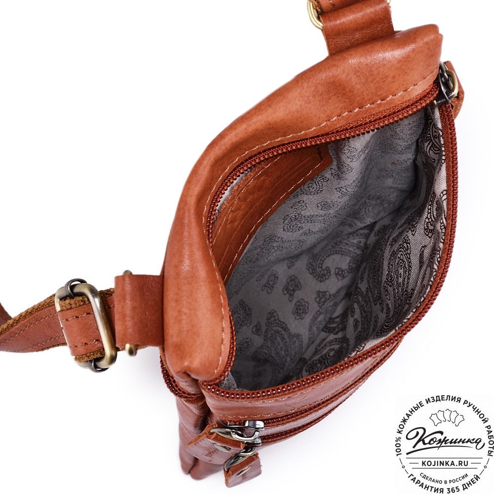 Кожаная сумка "Аллен макси" (рыжая гладкая кожа)